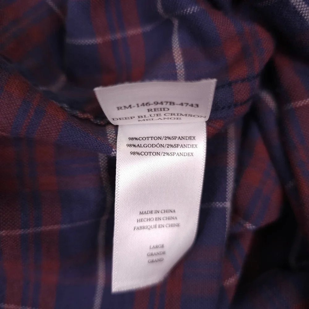 Rails Reid Button Down Shirt Mens Large Blue Red Plaid Melange Flannel NEW